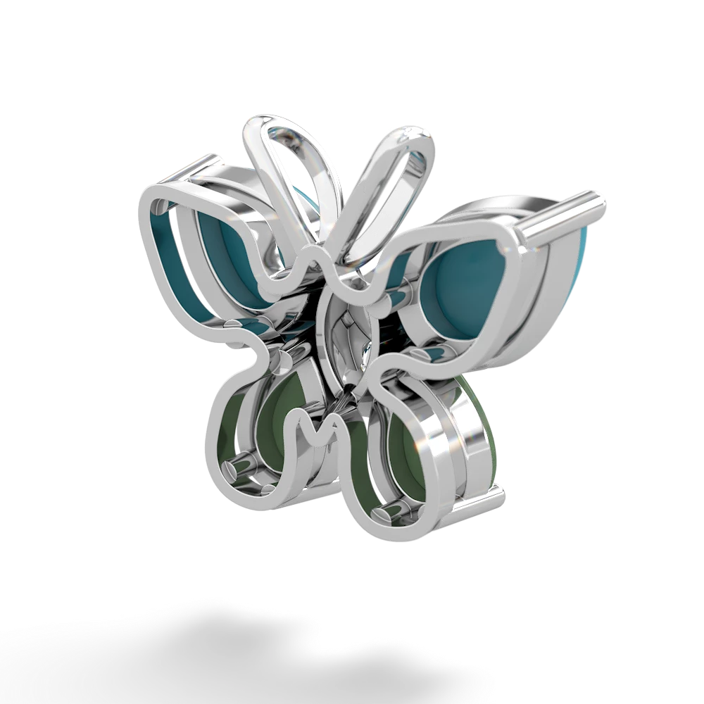 Turquoise Butterfly 14K White Gold pendant P2215