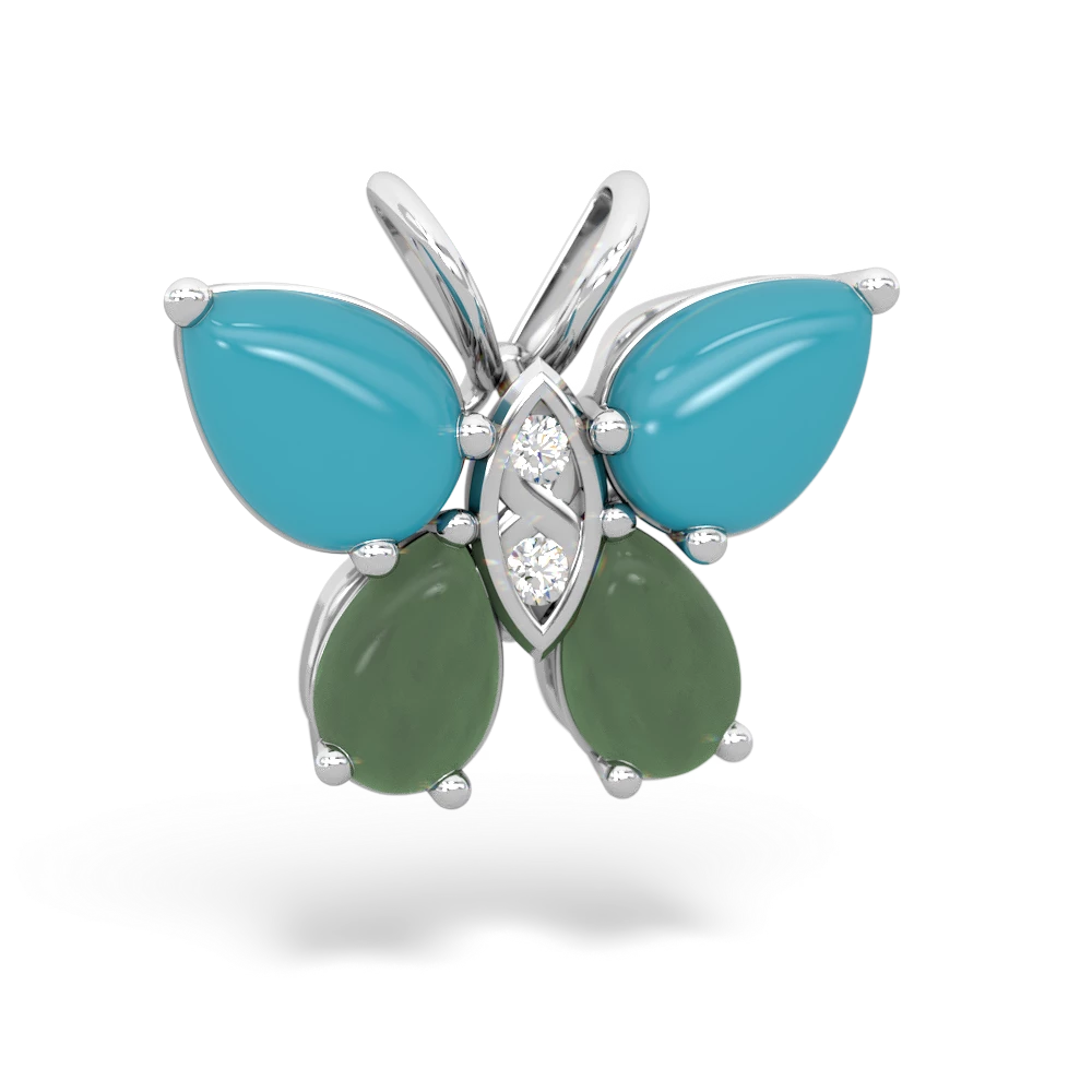 Turquoise Butterfly 14K White Gold pendant P2215