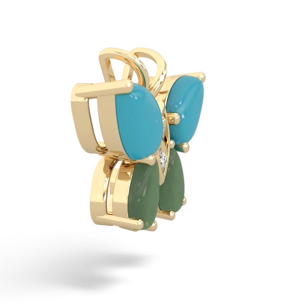 Turquoise Butterfly 14K Yellow Gold pendant P2215