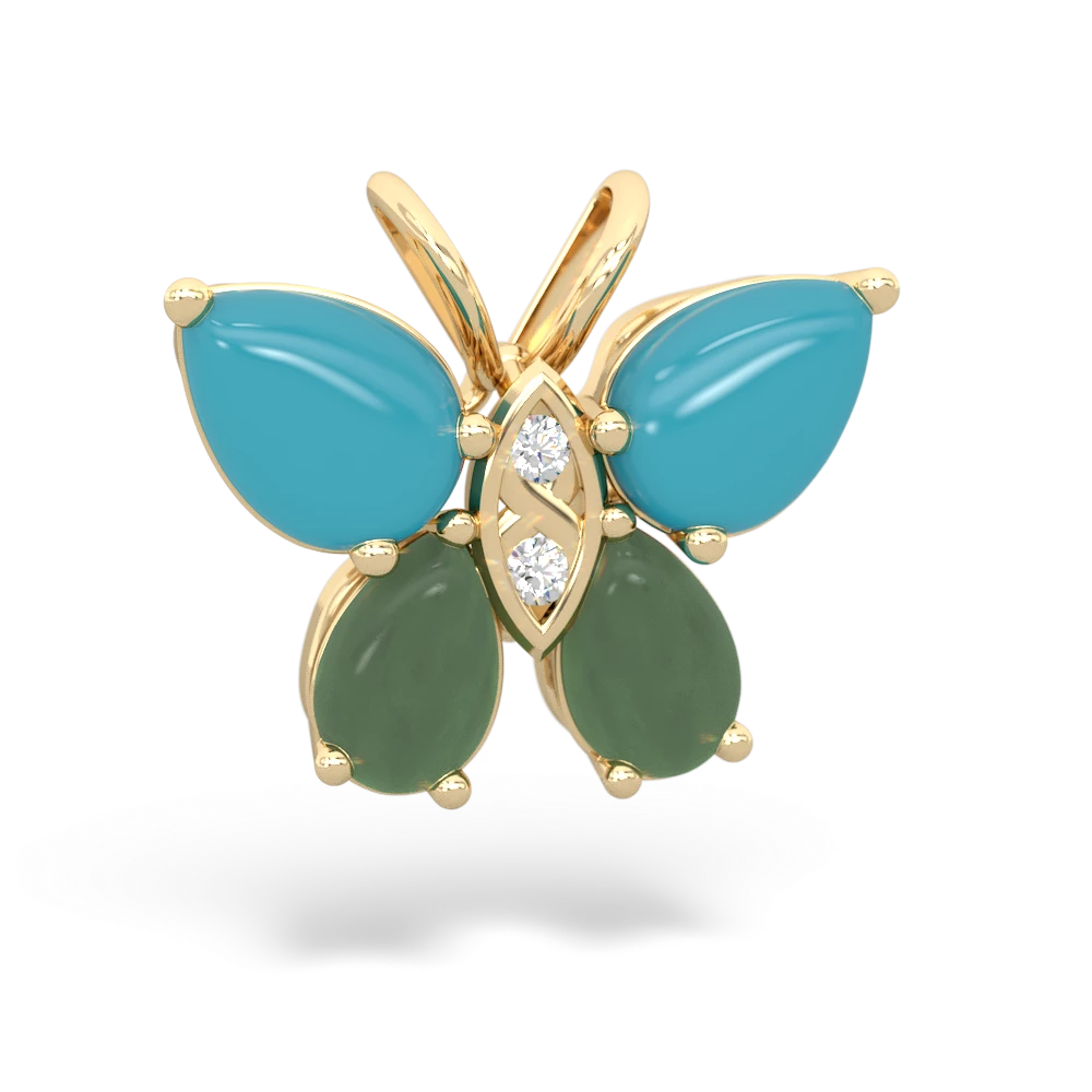 Turquoise Butterfly 14K Yellow Gold pendant P2215