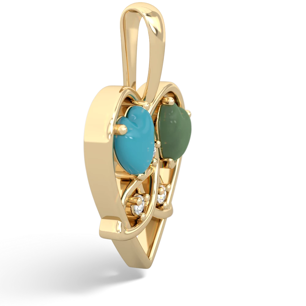 Turquoise Celtic Trinity Heart 14K Yellow Gold pendant P5331