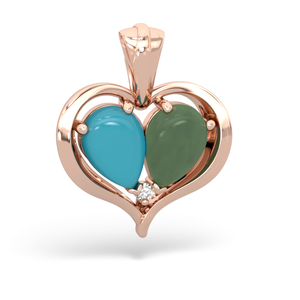 Turquoise Two Become One 14K Rose Gold pendant P5330