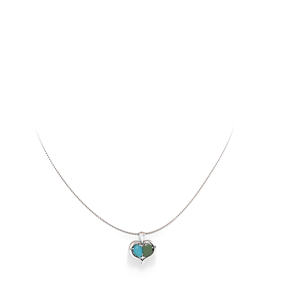 Turquoise Two Become One 14K White Gold pendant P5330