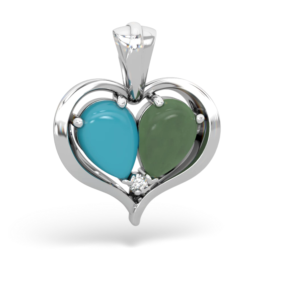 Turquoise Two Become One 14K White Gold pendant P5330