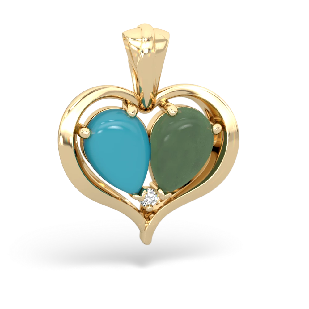 Turquoise Two Become One 14K Yellow Gold pendant P5330