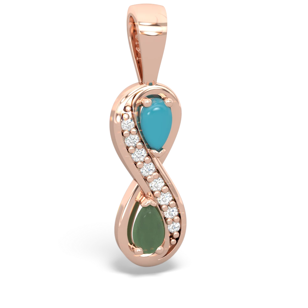 Turquoise Diamond Infinity 14K Rose Gold pendant P5390