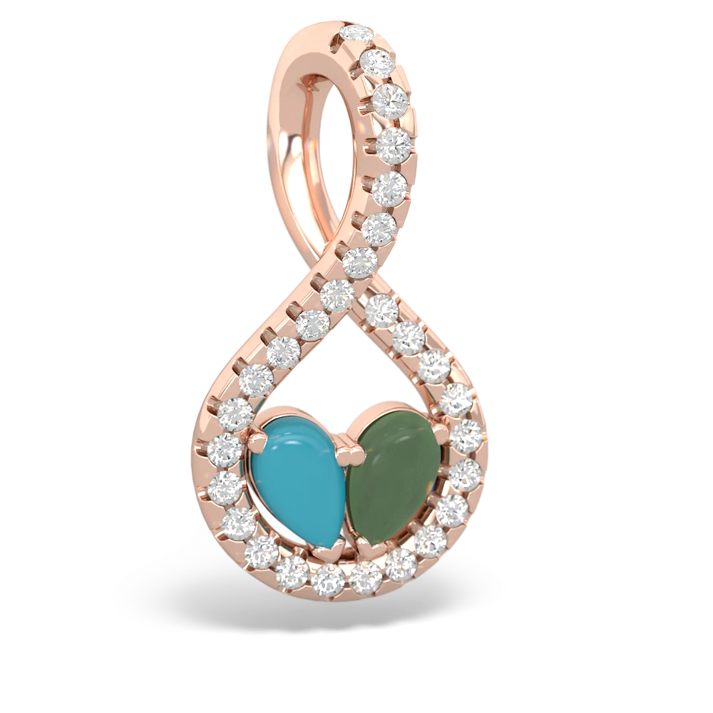 Turquoise Pave Twist 'One Heart' 14K Rose Gold pendant P5360