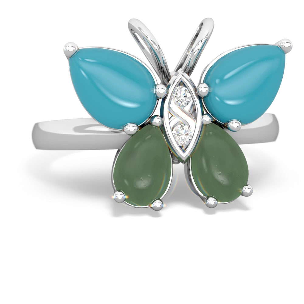 Turquoise Butterfly 14K White Gold ring R2215