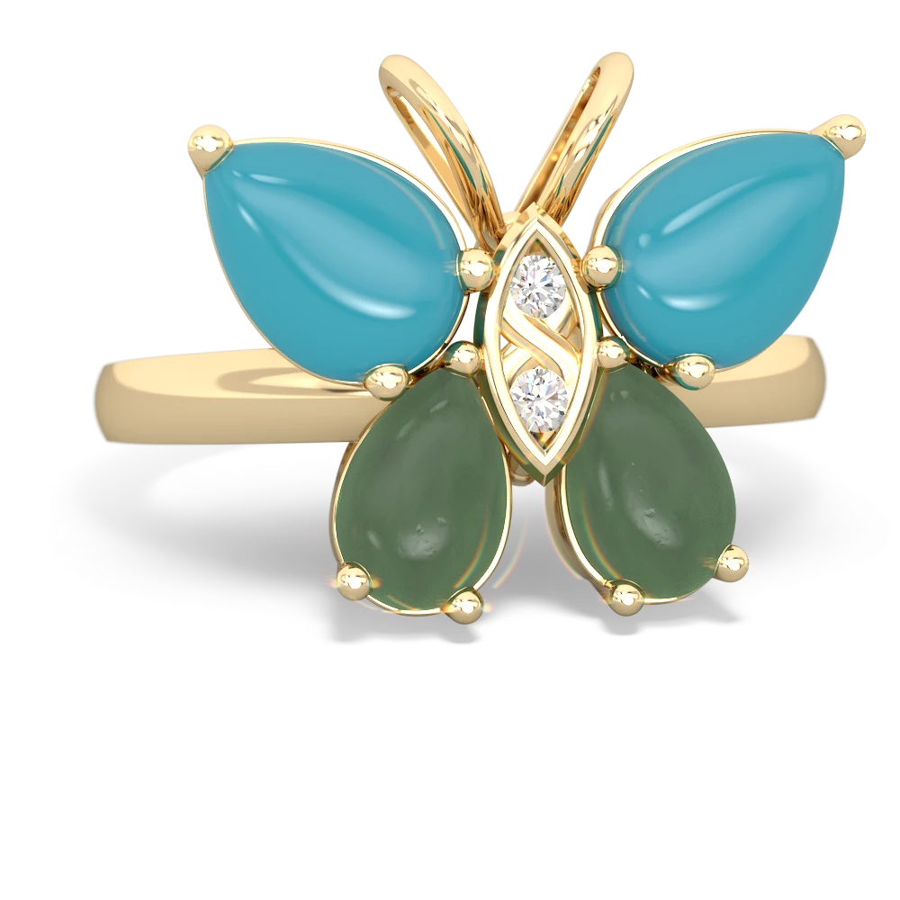 Turquoise Butterfly 14K Yellow Gold ring R2215