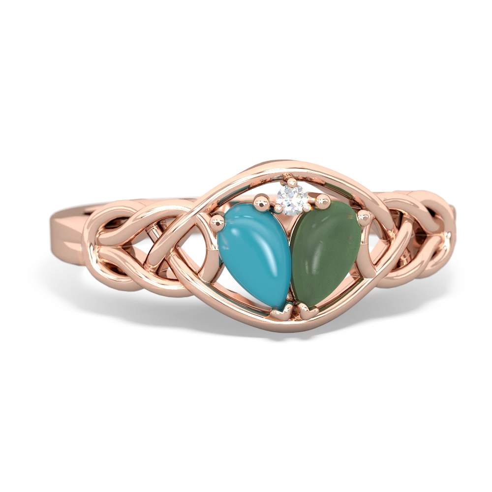 Turquoise Celtic Love Knot 14K Rose Gold ring R5420