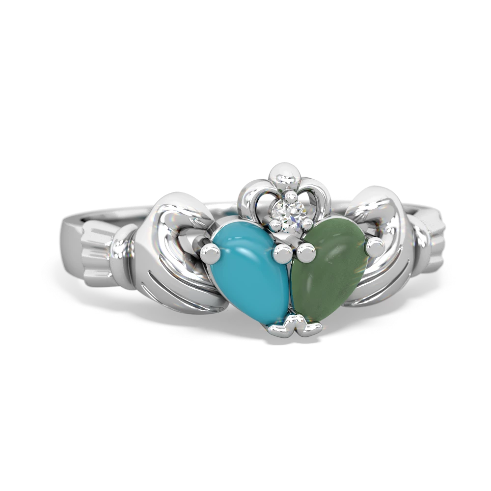 Turquoise 'Our Heart' Claddagh 14K White Gold ring R2388