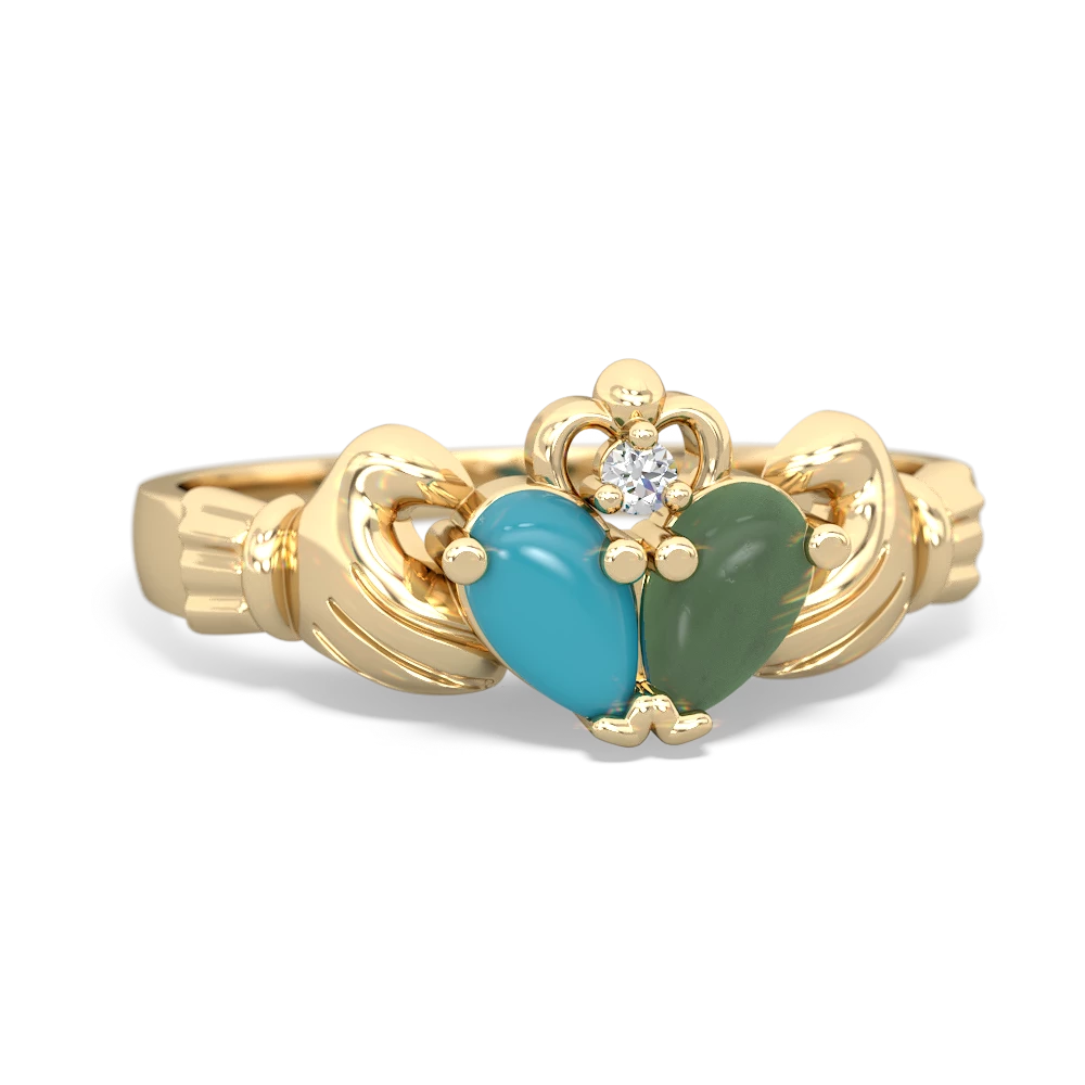 Turquoise 'Our Heart' Claddagh 14K Yellow Gold ring R2388