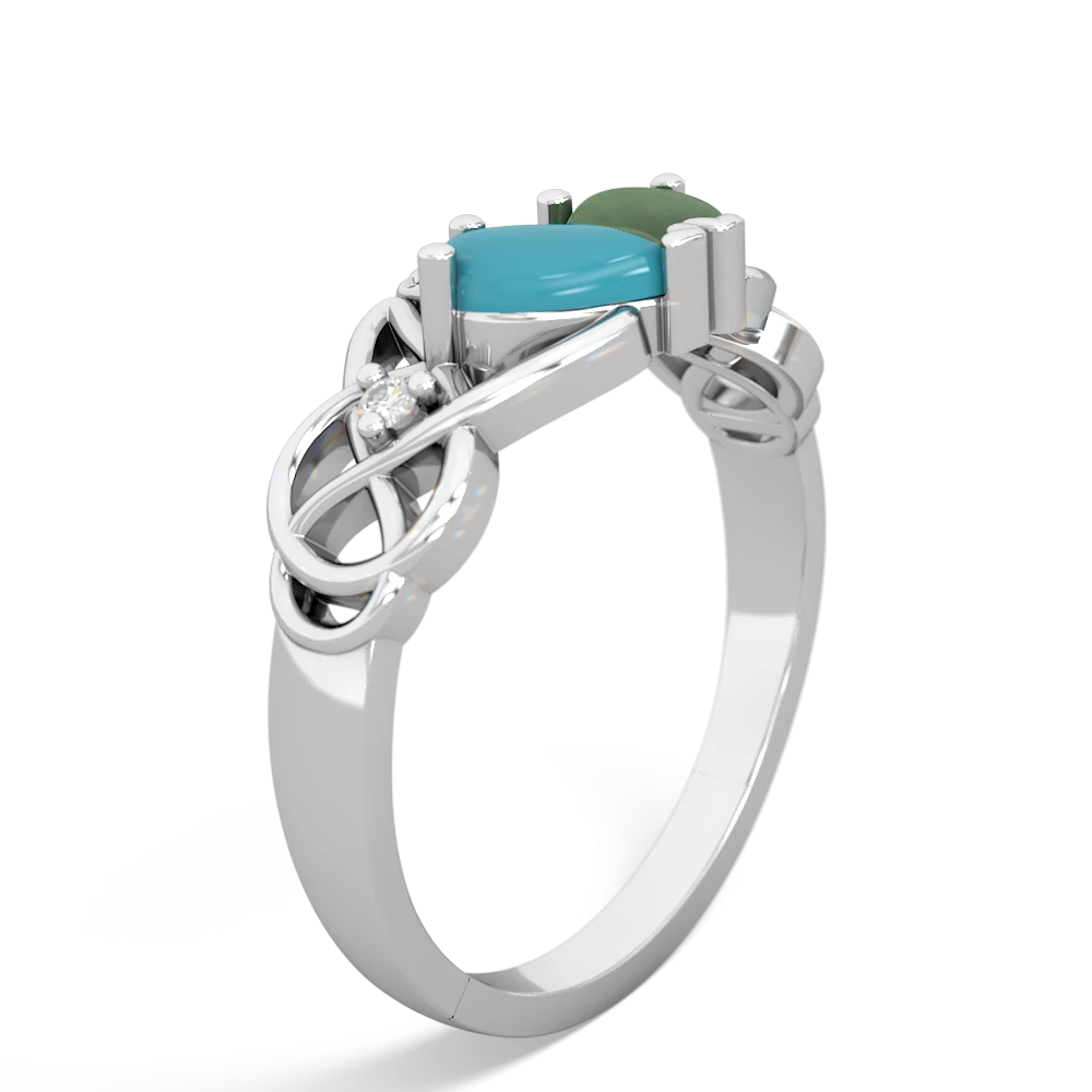 Turquoise 'One Heart' Celtic Knot Claddagh 14K White Gold ring R5322