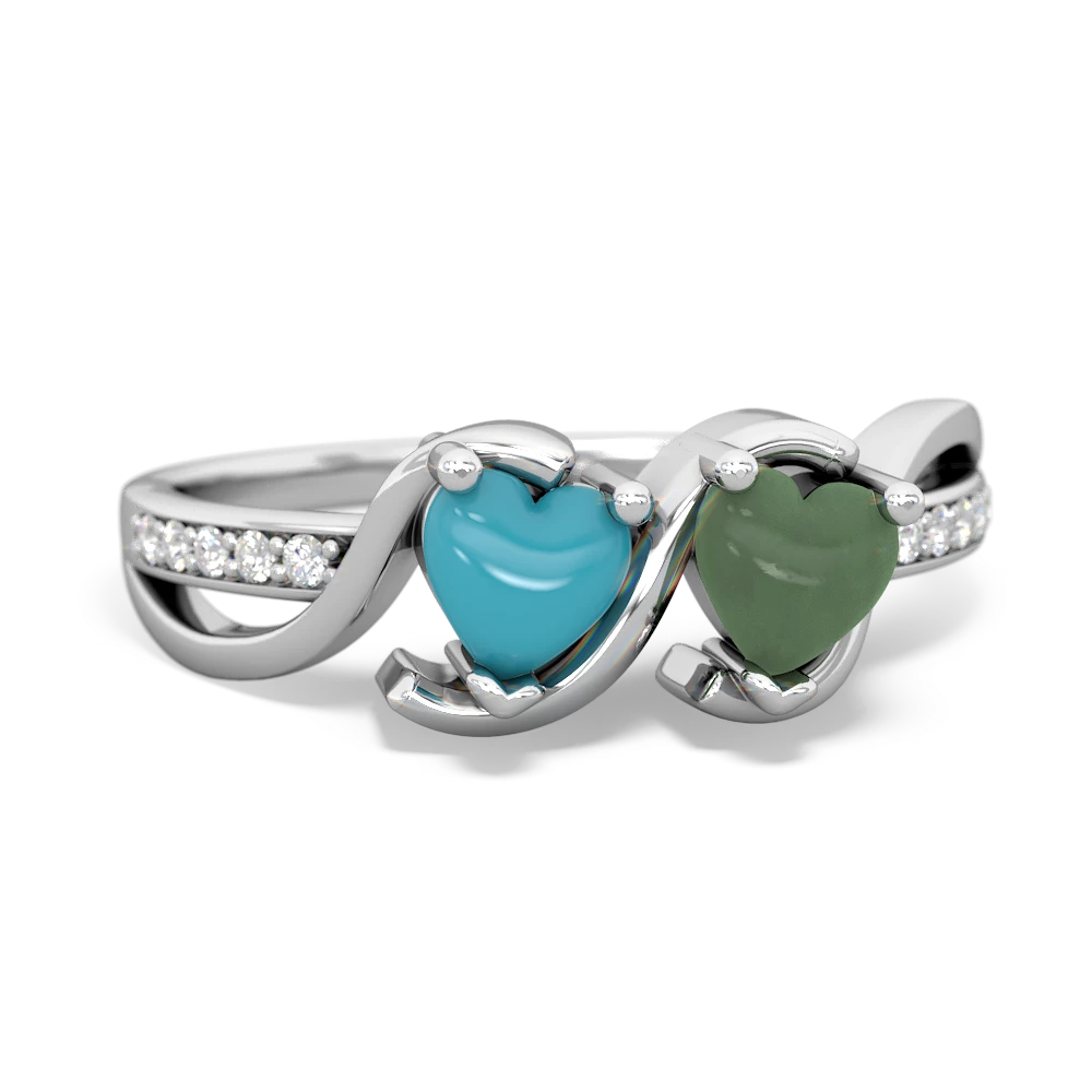 Turquoise Side By Side 14K White Gold ring R3090