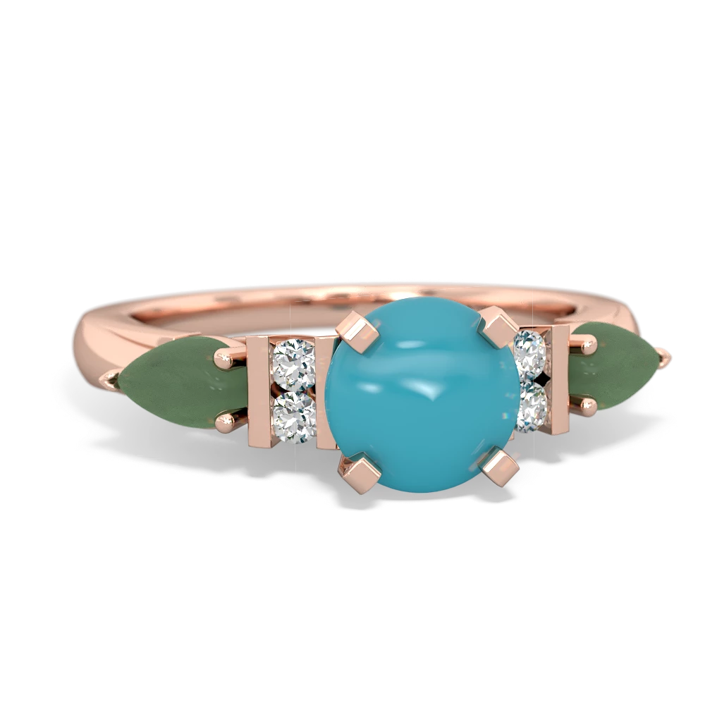 Turquoise 6Mm Round Eternal Embrace Engagement 14K Rose Gold ring R2005