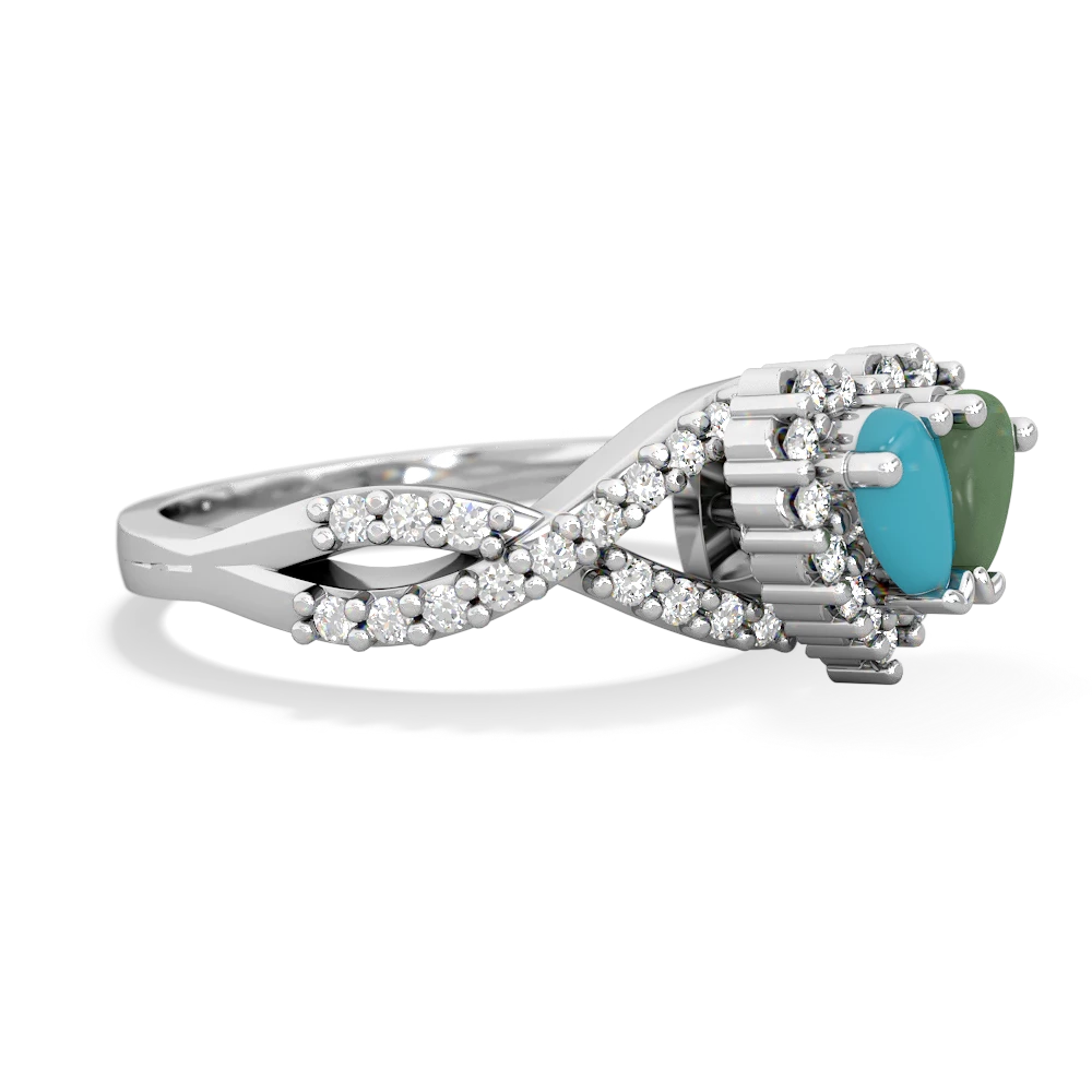 Turquoise Diamond Twist 'One Heart' 14K White Gold ring R2640HRT