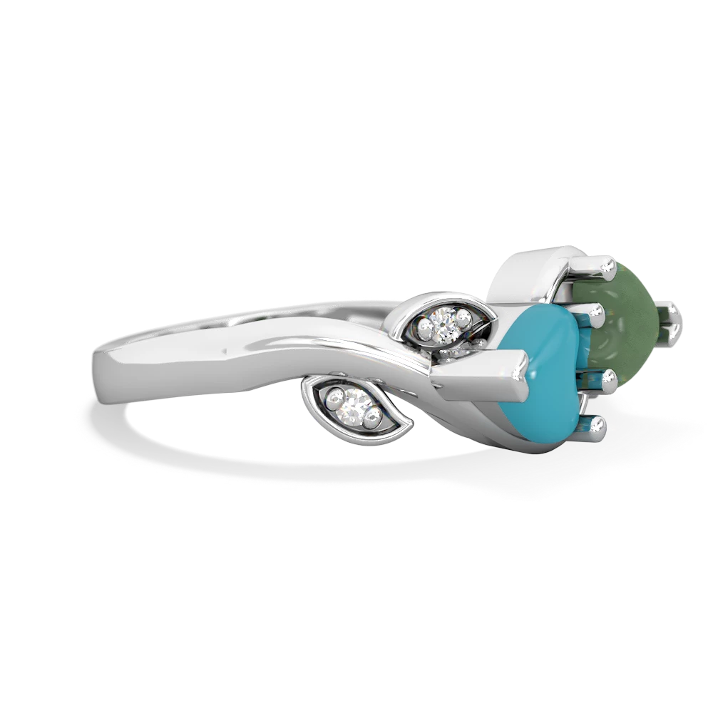 Turquoise Floral Elegance 14K White Gold ring R5790