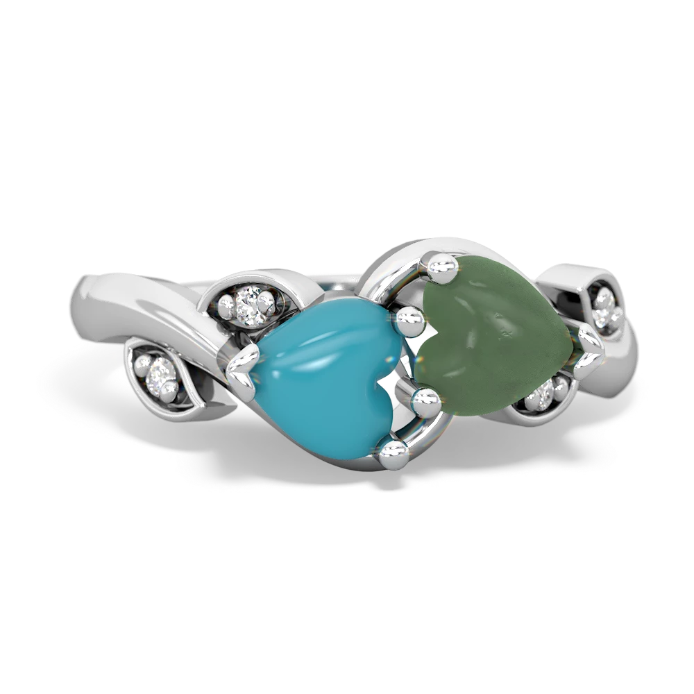 Turquoise Floral Elegance 14K White Gold ring R5790