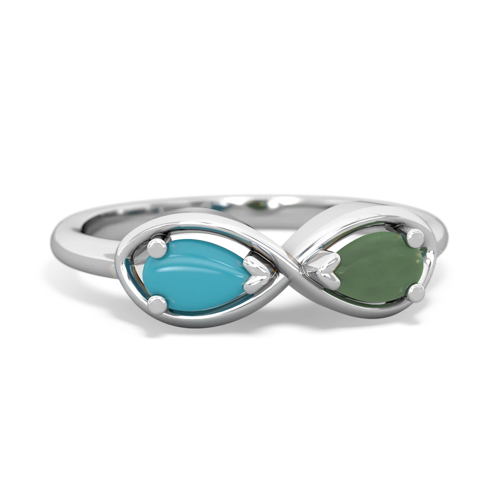 Turquoise Infinity 14K White Gold ring R5050