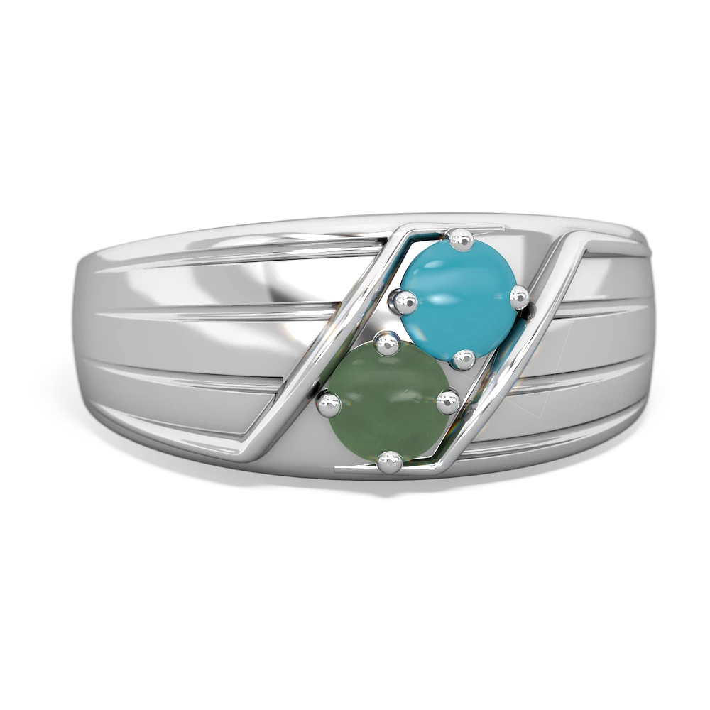 Turquoise Men's Streamline 14K White Gold ring R0460