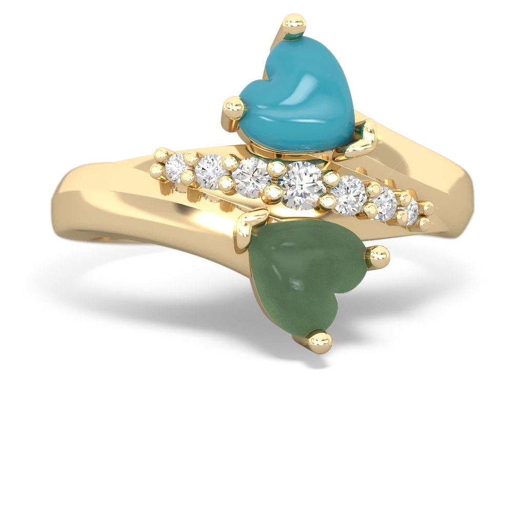 Turquoise Heart To Heart 14K Yellow Gold ring R2064