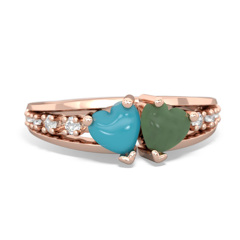 Turquoise Heart To Heart 14K Rose Gold ring R3342