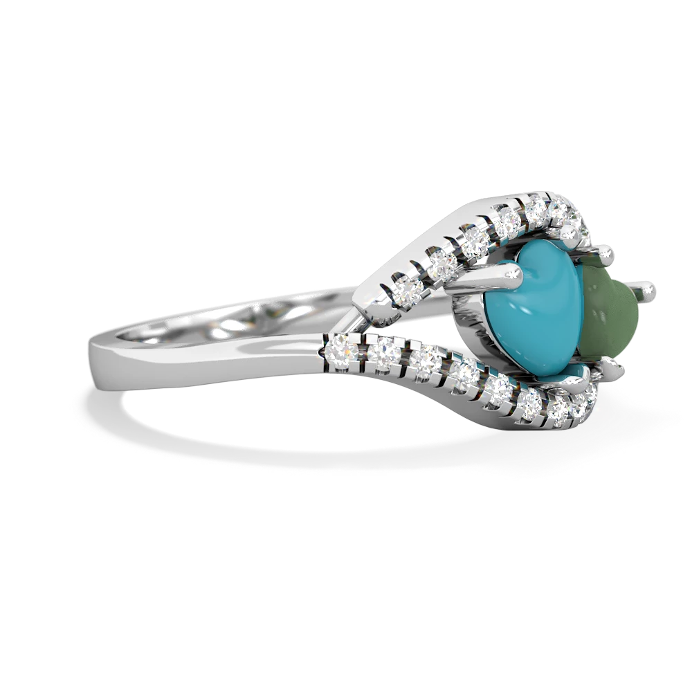 Turquoise Mother And Child 14K White Gold ring R3010