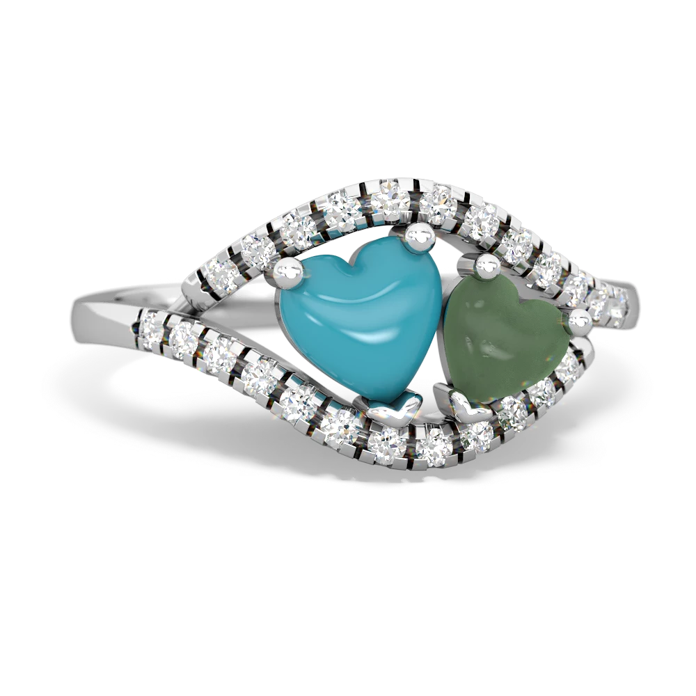 Turquoise Mother And Child 14K White Gold ring R3010