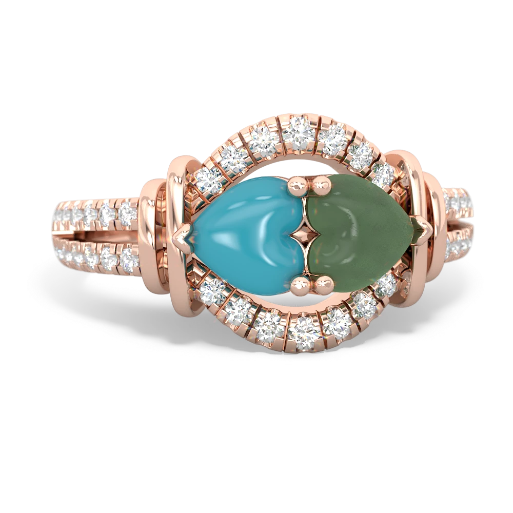 Turquoise Art-Deco Keepsake 14K Rose Gold ring R5630