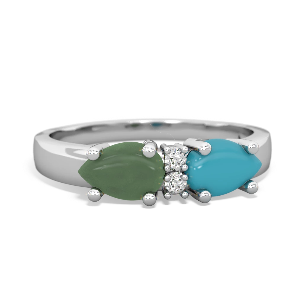 Turquoise Pear Bowtie 14K White Gold ring R0865