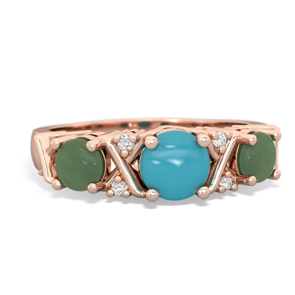 Turquoise Hugs And Kisses 14K Rose Gold ring R5016