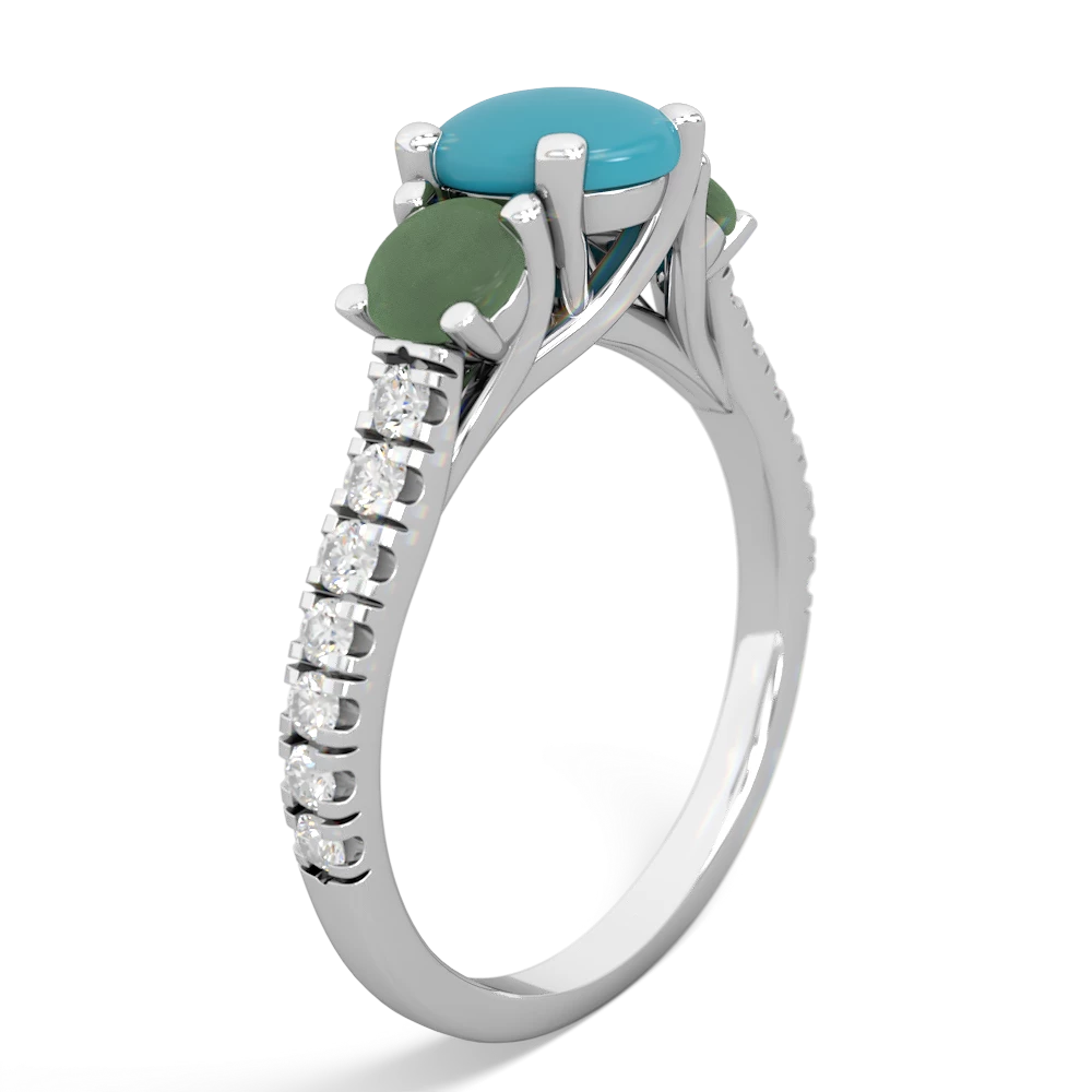 Turquoise Pave Trellis 14K White Gold ring R5500