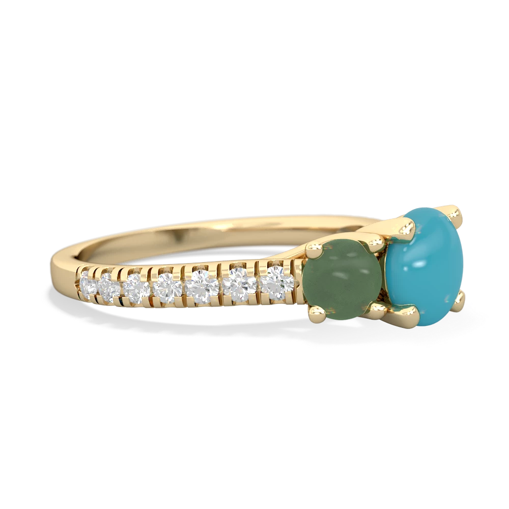 Turquoise Pave Trellis 14K Yellow Gold ring R5500