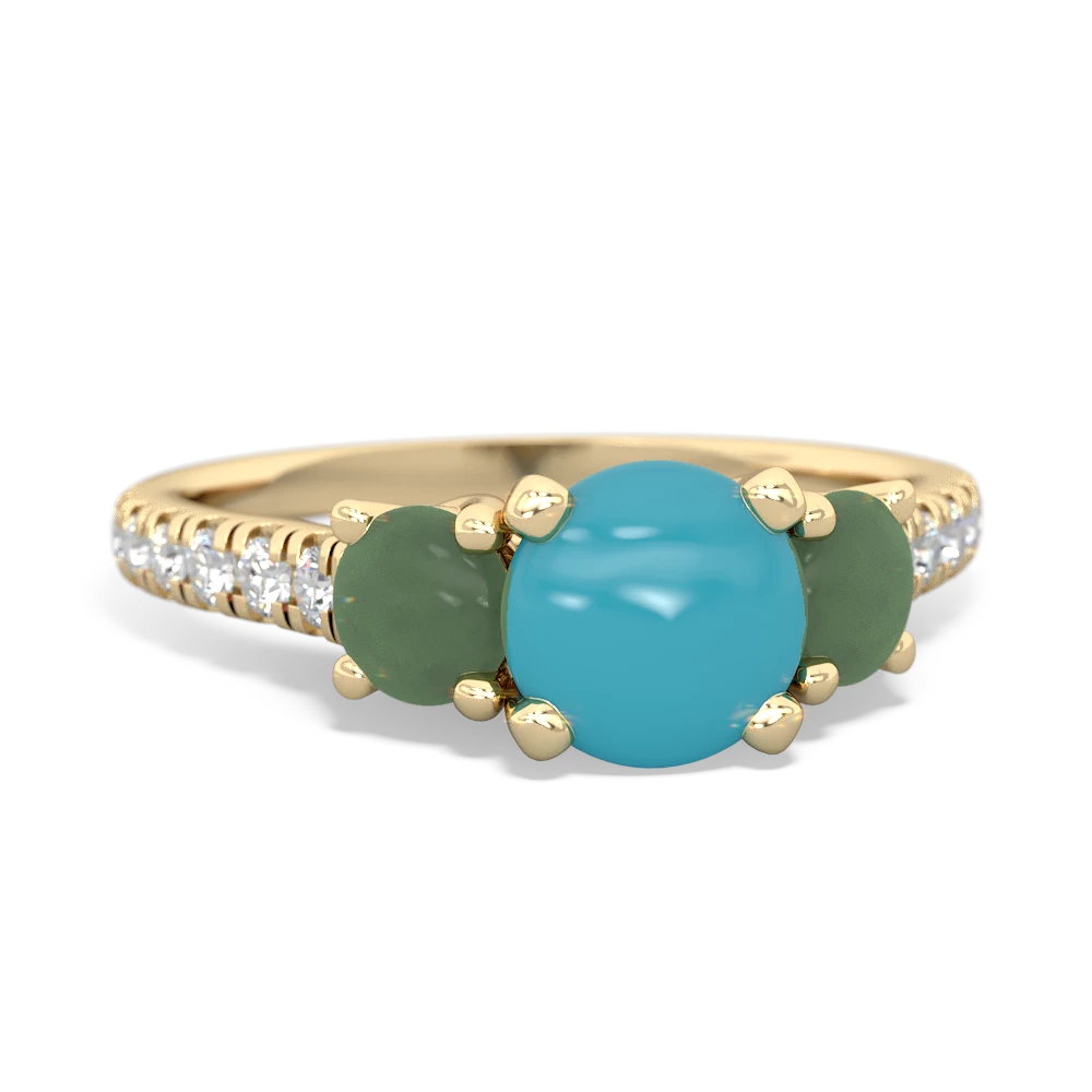 Turquoise Pave Trellis 14K Yellow Gold ring R5500