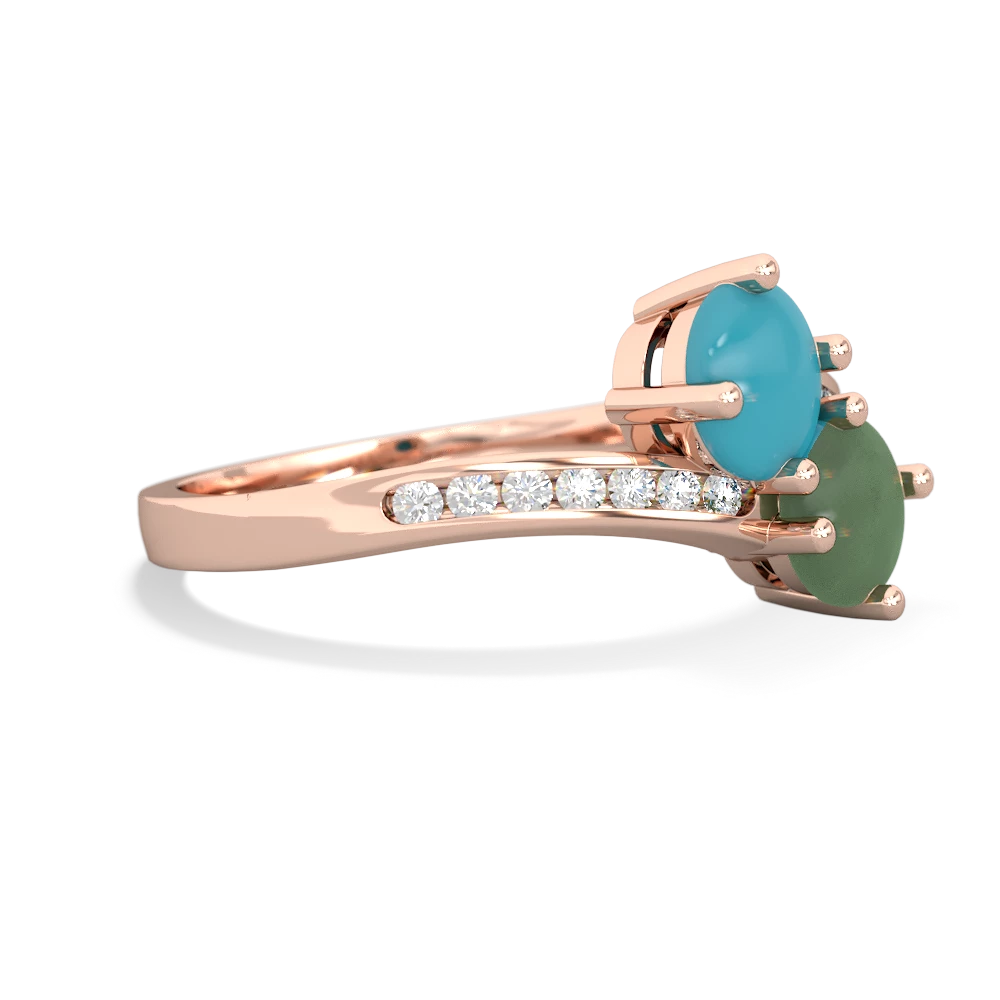 Turquoise Channel Set Two Stone 14K Rose Gold ring R5303