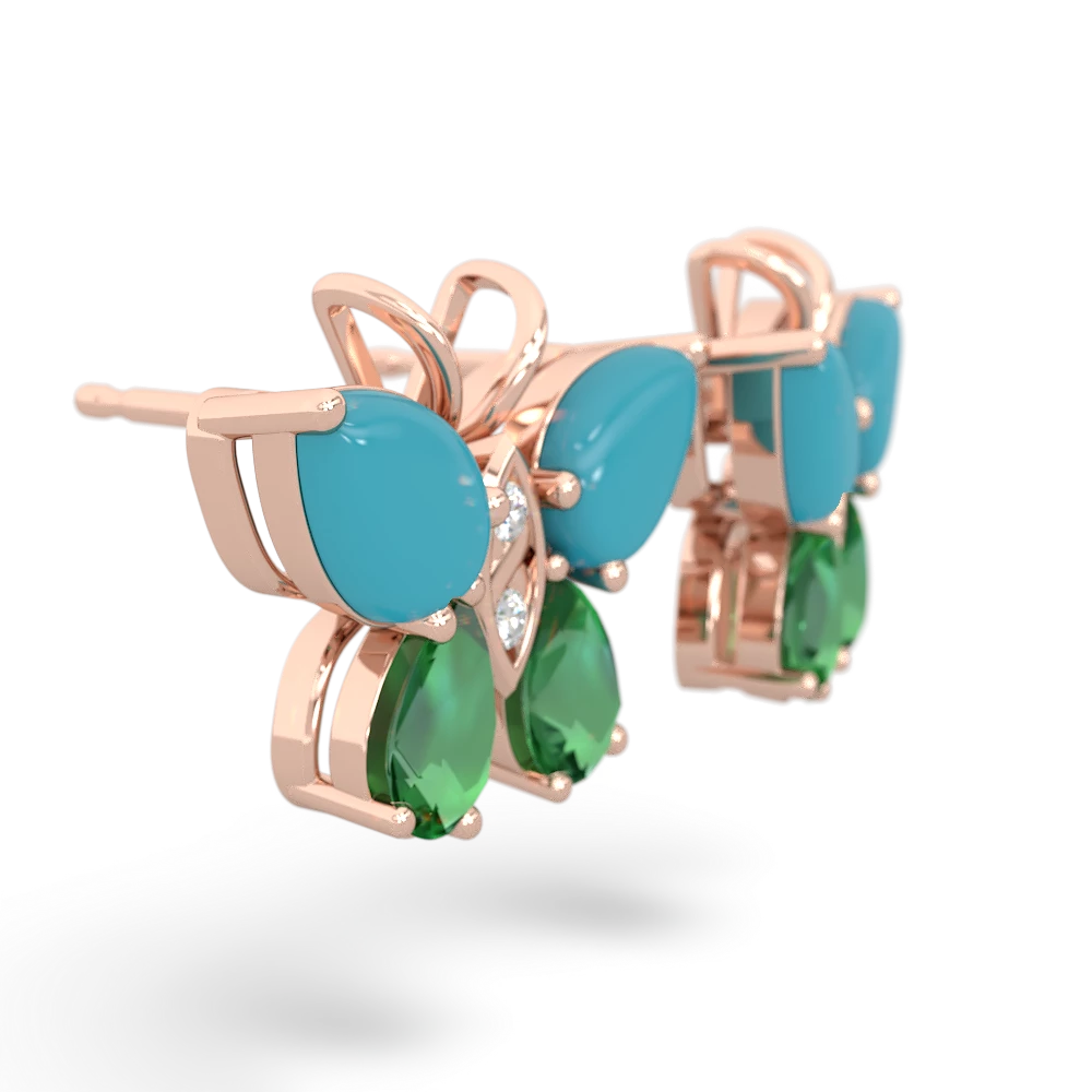 Turquoise Butterfly 14K Rose Gold earrings E2215