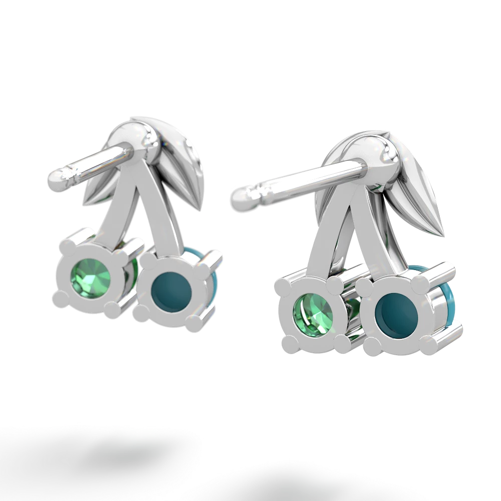 Turquoise Sweet Cherries 14K White Gold earrings E7001