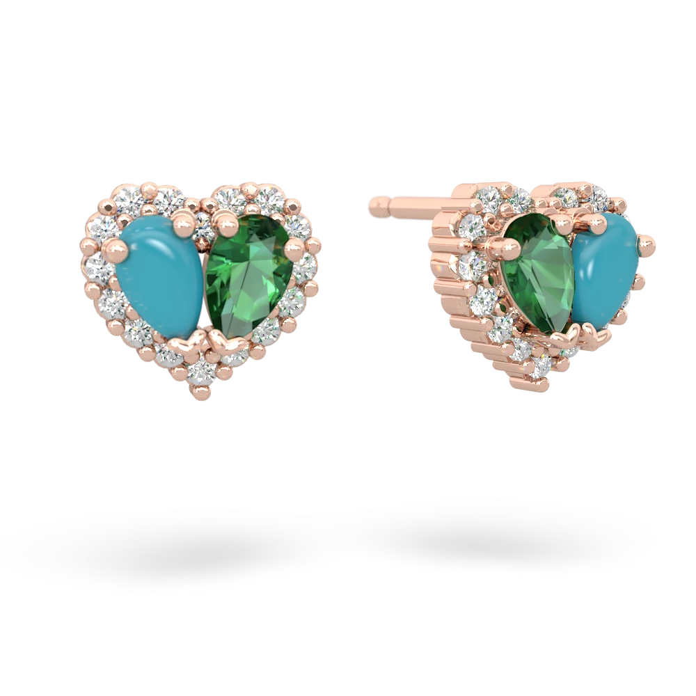 Turquoise Halo 14K Rose Gold earrings E7008