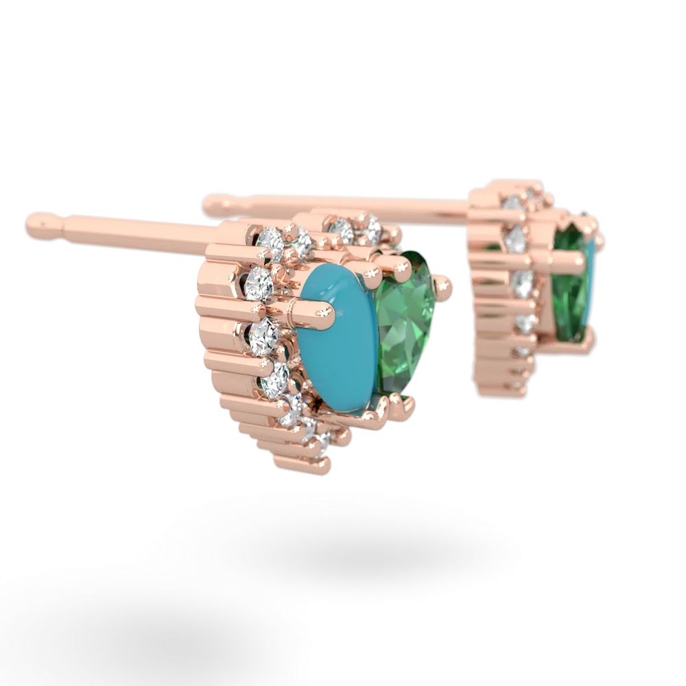Turquoise Halo 14K Rose Gold earrings E7008