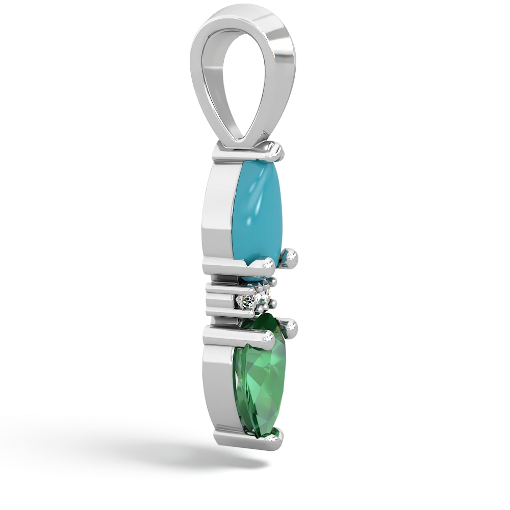 Turquoise Bowtie Drop 14K White Gold pendant P0865