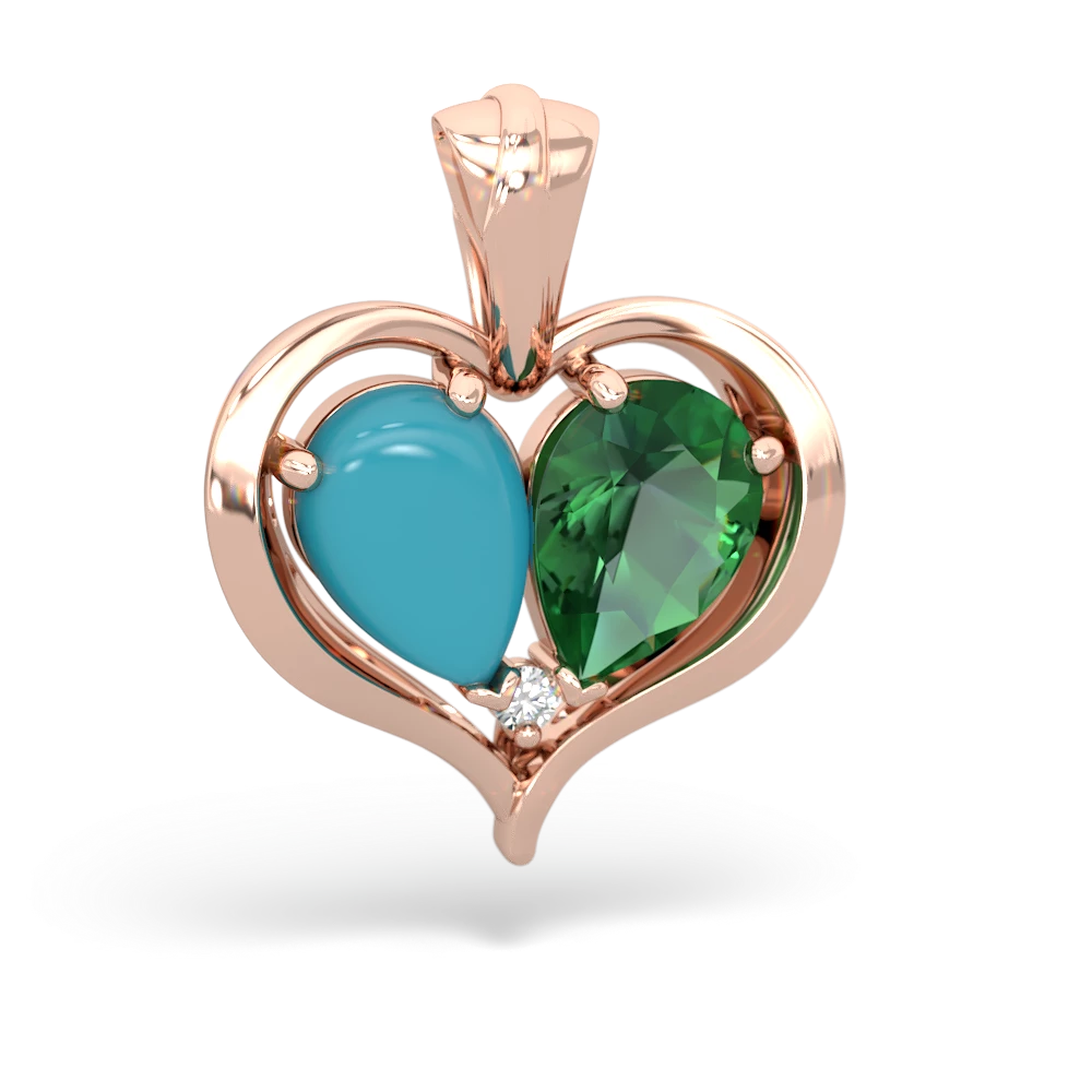 Turquoise Two Become One 14K Rose Gold pendant P5330