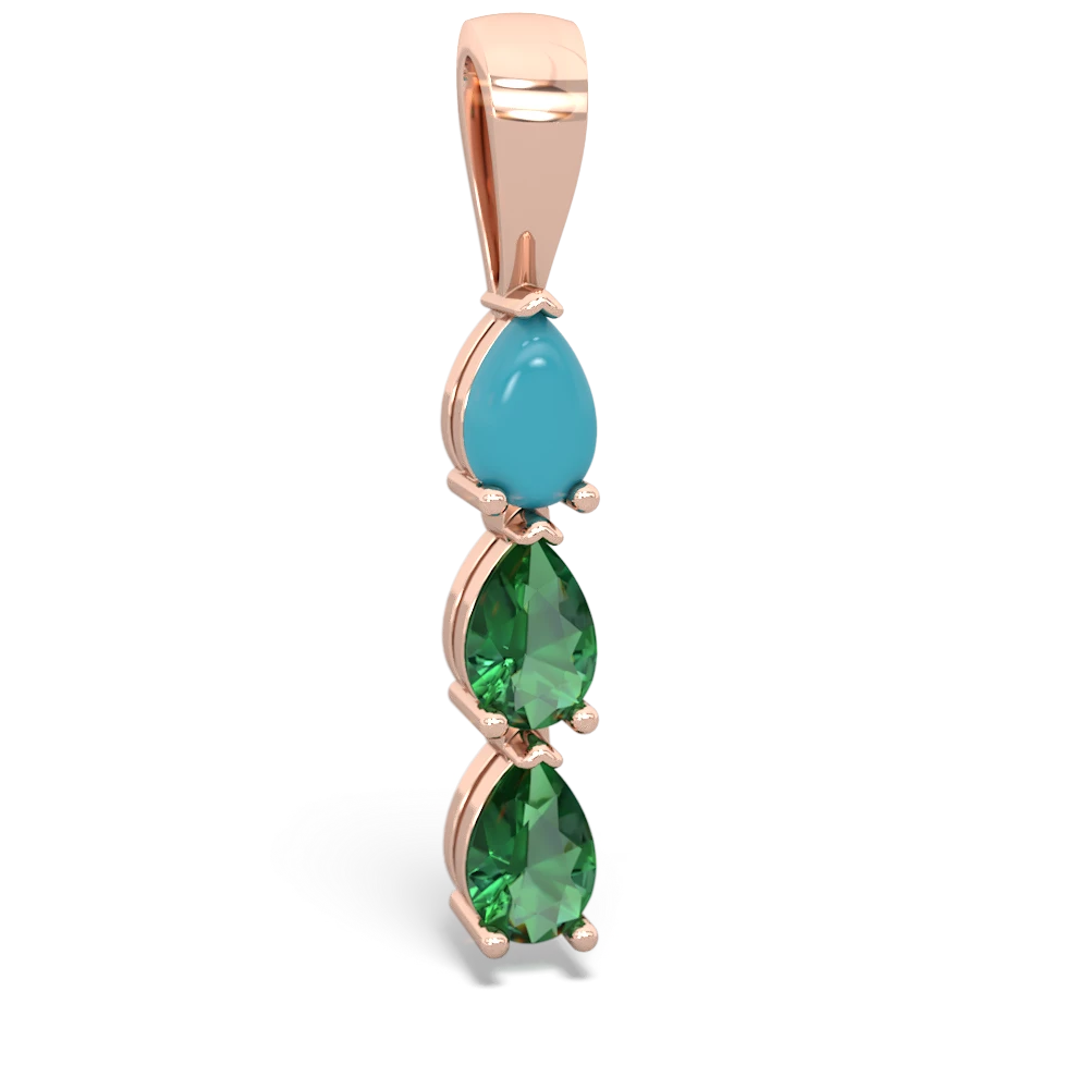 Turquoise Dew Drops 14K Rose Gold pendant P2251