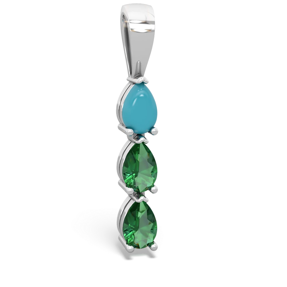 Turquoise Dew Drops 14K White Gold pendant P2251