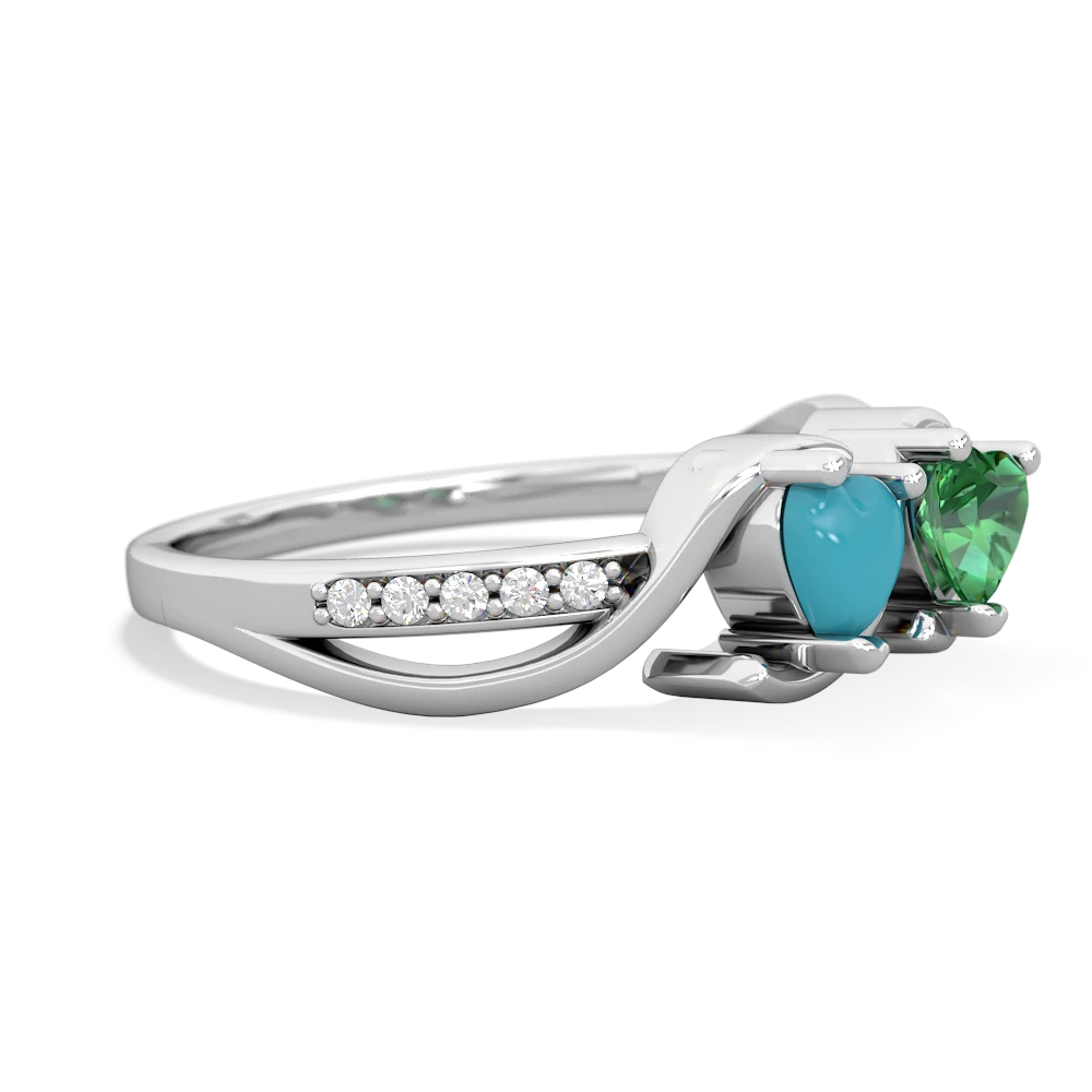 Turquoise Side By Side 14K White Gold ring R3090