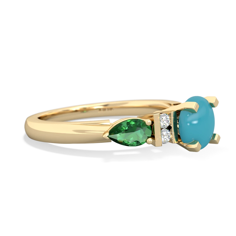 Turquoise 6Mm Round Eternal Embrace Engagement 14K Yellow Gold ring R2005