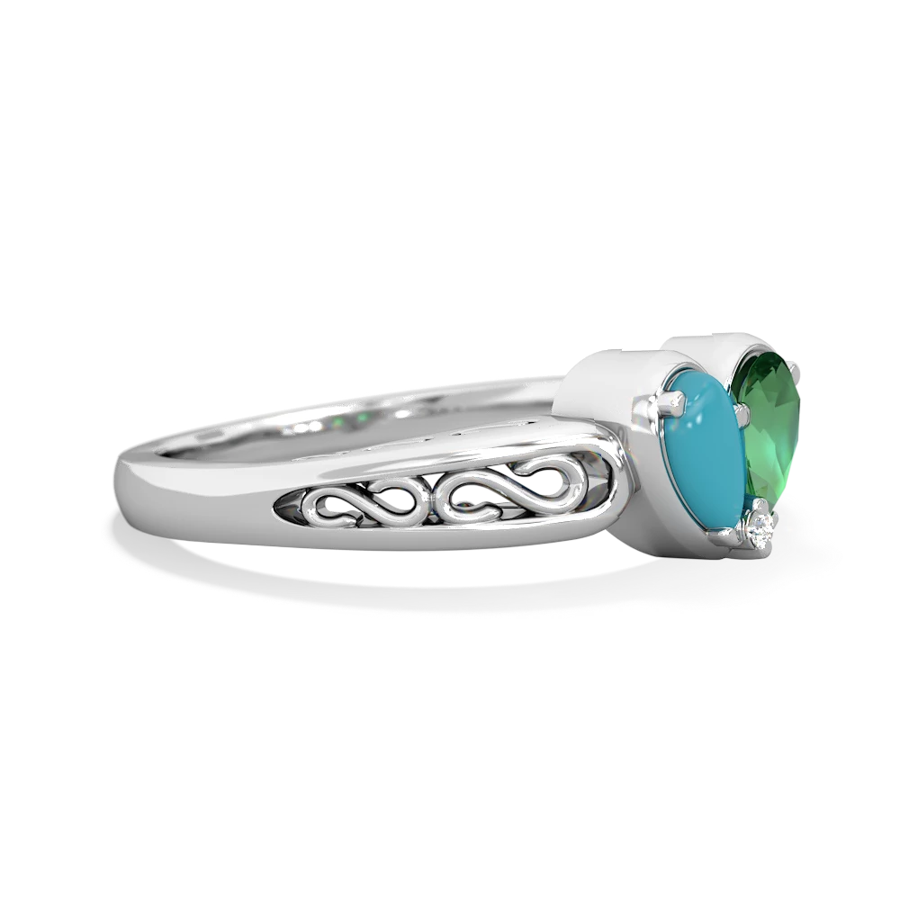 Turquoise Filligree 'One Heart' 14K White Gold ring R5070