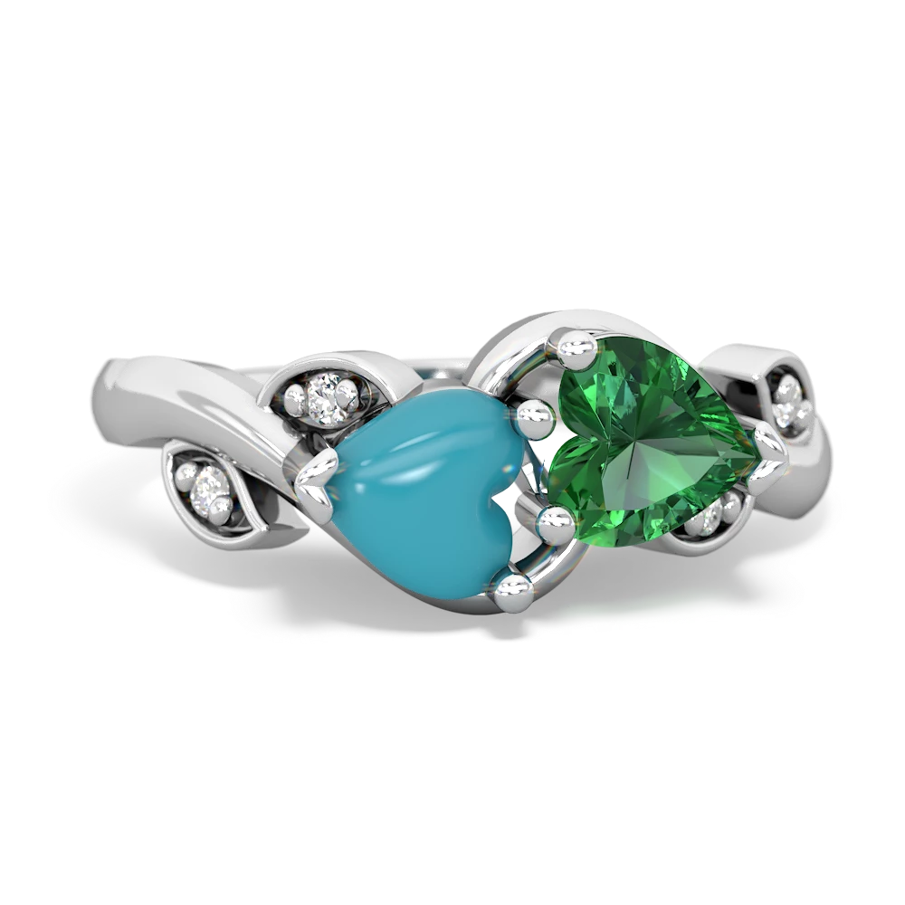 Turquoise Floral Elegance 14K White Gold ring R5790