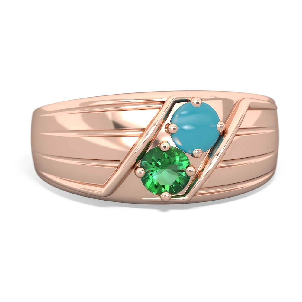 Turquoise Men's Streamline 14K Rose Gold ring R0460