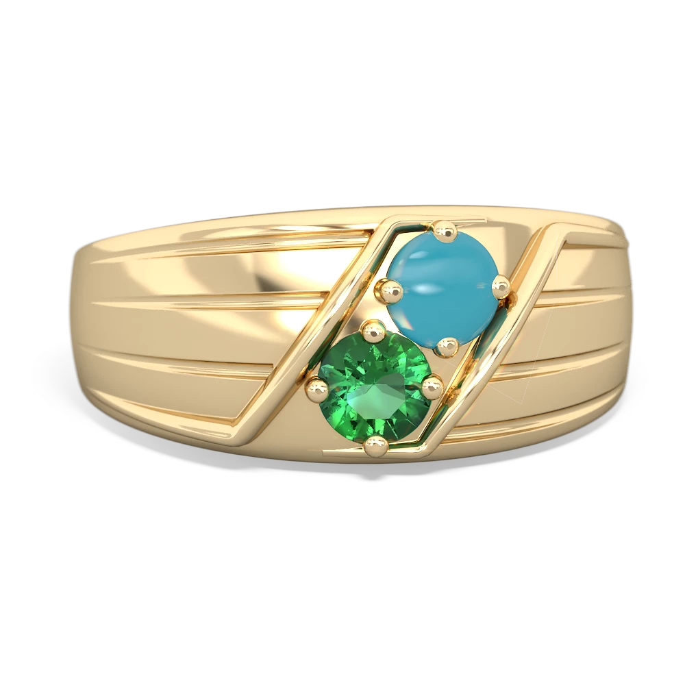 Turquoise Men's Streamline 14K Yellow Gold ring R0460