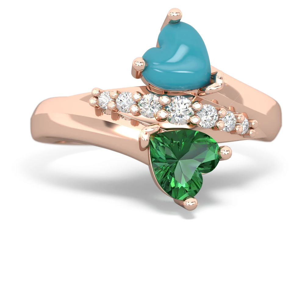 Turquoise Heart To Heart 14K Rose Gold ring R2064